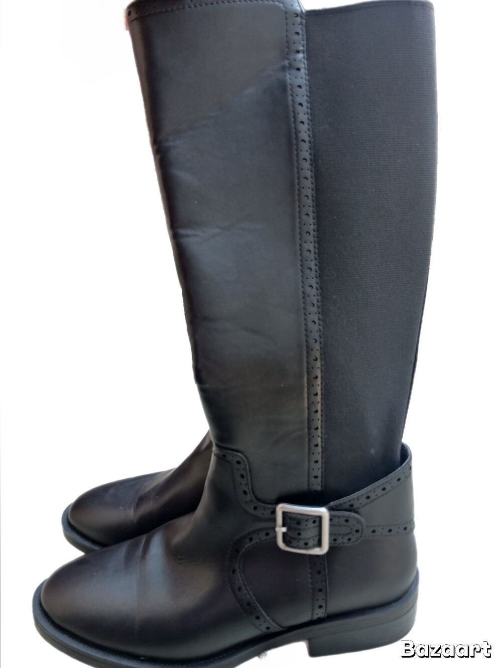 St John's Bay Black Mid Calf Faux Leather Boots | Sz 9 Nwot Silver Hardware